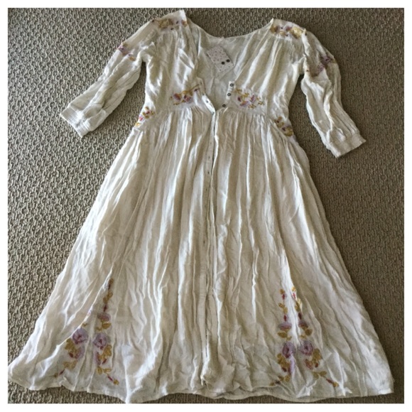 Free People Day Glow Cream Midi Dress. NWT. - Picture 6 of 8